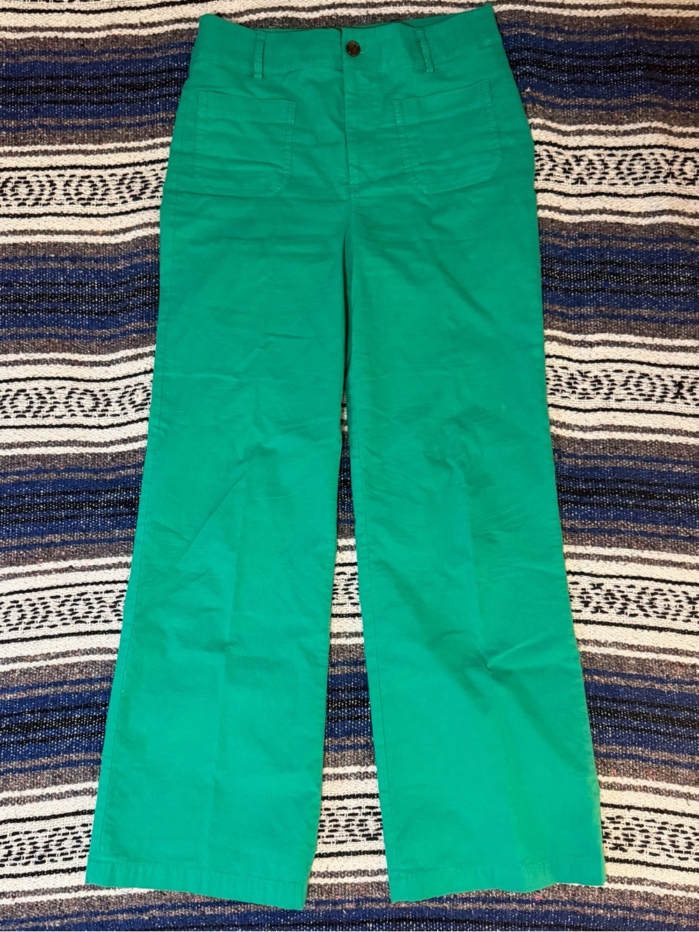 J. Crew Green Wide-Leg Trousers